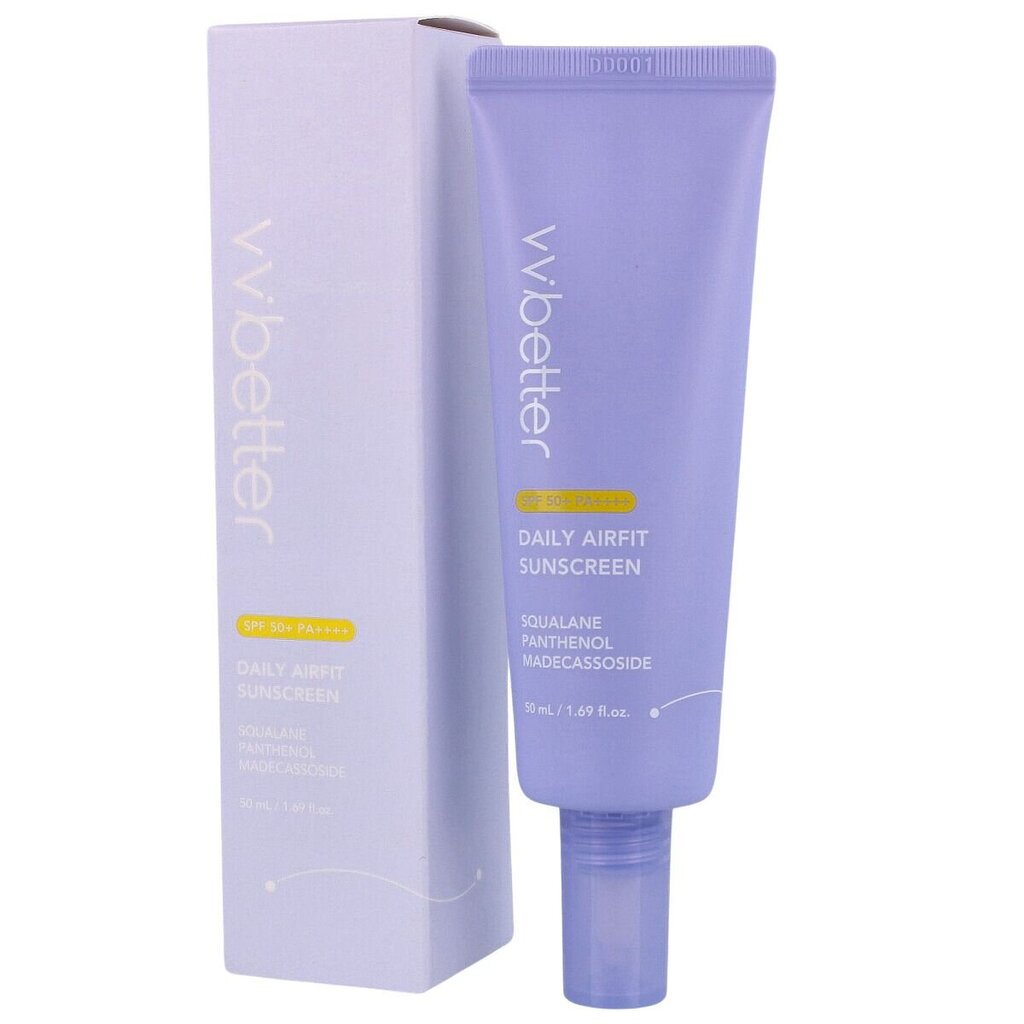 vvbetter DAILY AIRFIT SUNSCREEN SPF50+ PA++++, 50 ml - Kevyt aurinkovoide. hinta ja tiedot | Itseruskettavat voiteet | hobbyhall.fi