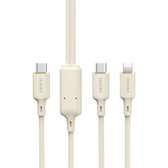 2-in-1 vahvistettu USB-C - USB-C / Lightning kaapeli 100W 1.2m, beige hinta ja tiedot | Puhelinkaapelit | hobbyhall.fi