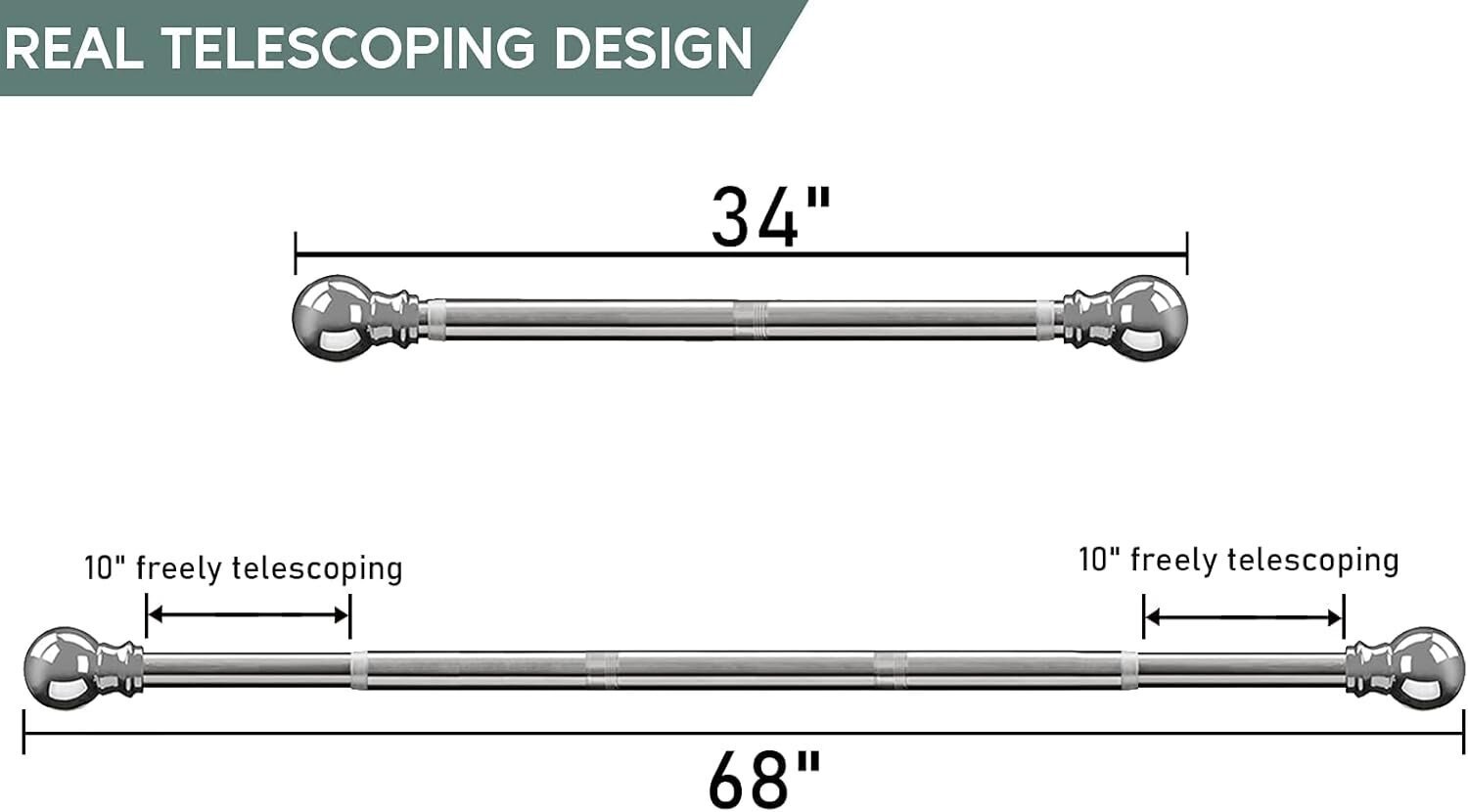 HARRMS Seinän metallireuna 86-132 cm hinta ja tiedot | Verhotangot | hobbyhall.fi