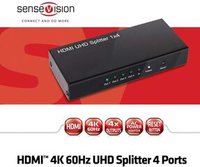 CLUB 3D HDMI 2.0 UHD Splitter 4 Ports hinta ja tiedot | Adapterit | hobbyhall.fi