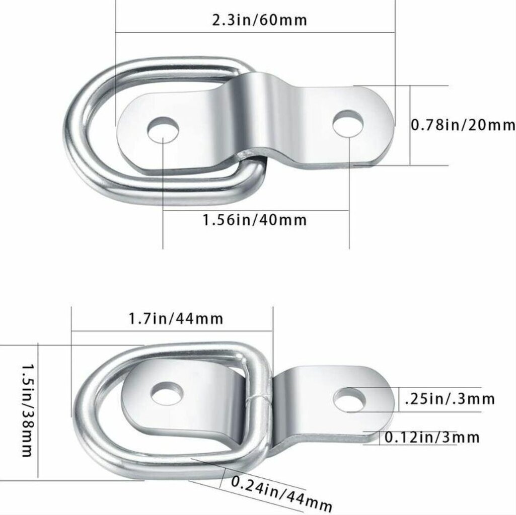D-rengasside, ruostumattomasta teräksestä valmistettu kiinnityskoukku, kiinnitysrengas kiinnitysrenkaaseen, kiinnityshihna 6 kpl ja 12 ruuvia auton perävaunuun, puinen riippumatto, camping 6x25 mm INORCO hinta ja tiedot | Käsityökalut | hobbyhall.fi