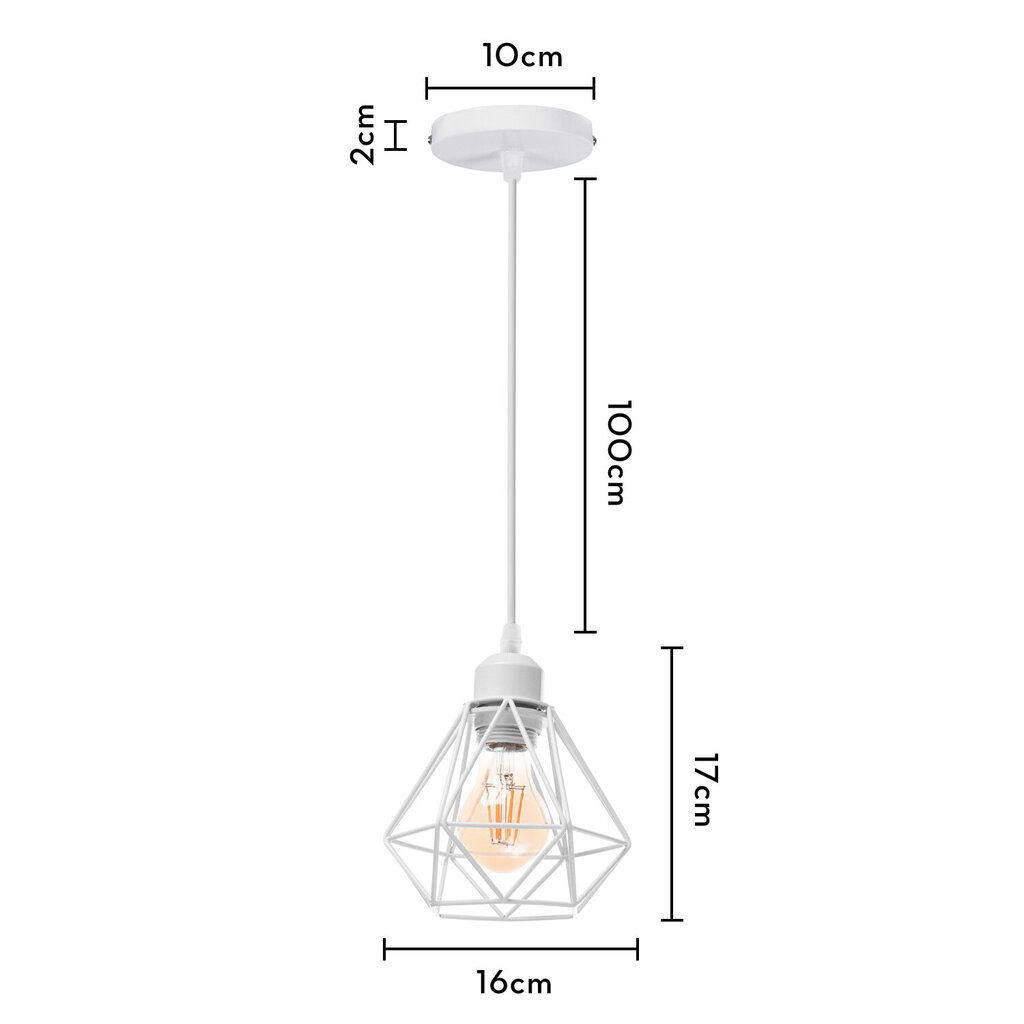 Retro metallinen kattokruunu Retro kattolamppu Edison E27 pohjakattovalaisin 16*17cm valkoinen 1kpl INORCO hinta ja tiedot | Riippuvalaisimet | hobbyhall.fi