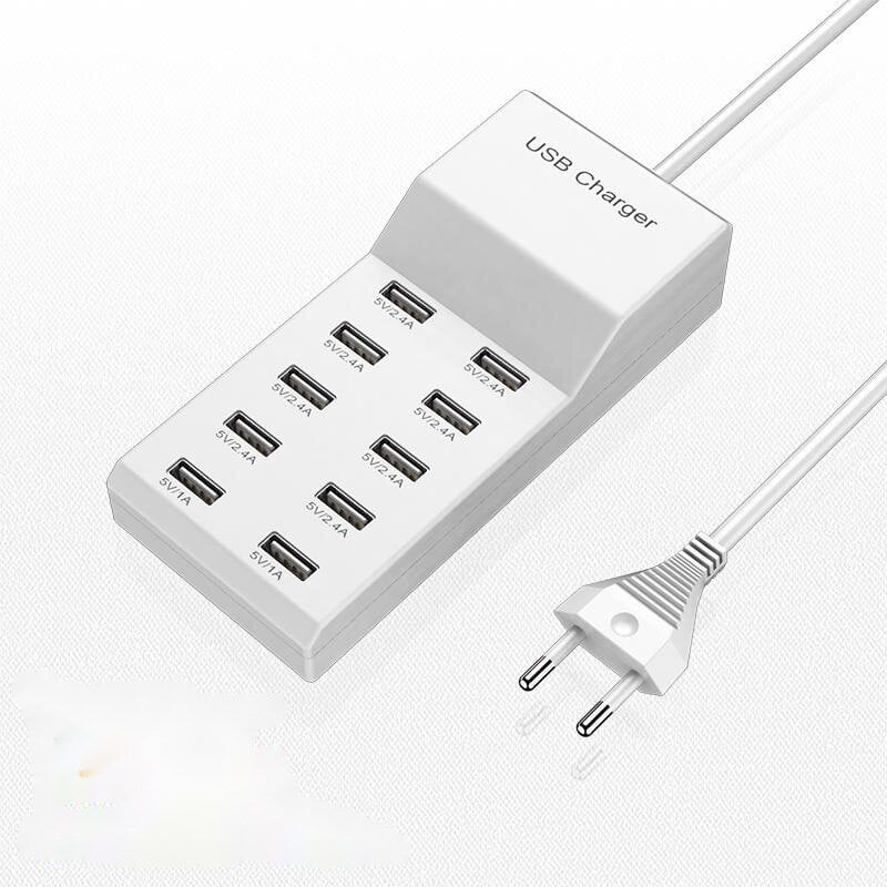 USB-laturi 10-porttinen USB-latausasema useille laitteille 50 W USB-keskitinsovitin iPhonelle Samsung Xiaomi Huawei -laajennuspistoke hinta ja tiedot | Puhelimen laturit | hobbyhall.fi