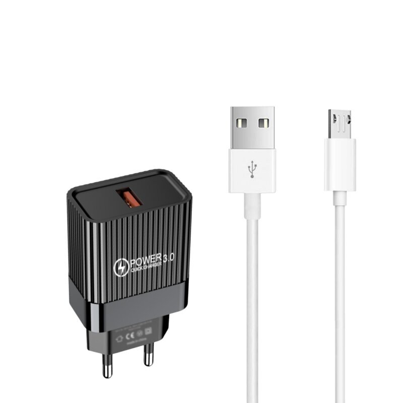 20 W USB-laturi Pikalataus matkapuhelimen laturin sovitin QC 3.0 Huawei Samsungin mikro-USB-kaapelin pikalatauspistoke hinta ja tiedot | Puhelimen laturit | hobbyhall.fi