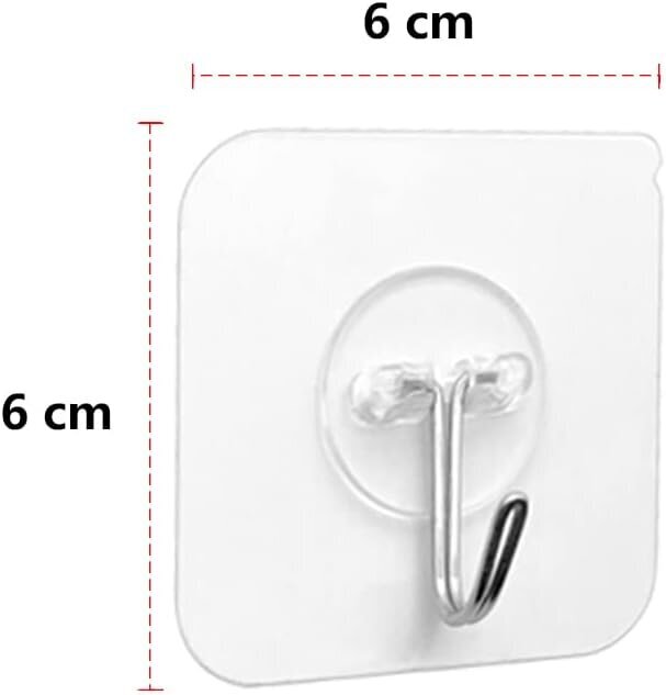 Liimakoukku - 6 kpl Läpinäkyviä itsekiinnittyviä koukkuja 5 kg (max.), Riippuvaan kylpyhuoneeseen, keittiöön, kattoon, ripustukseen, seinä, ovi, kylpytakit INORCO hinta ja tiedot | Koteloiden lisätarvikkeet | hobbyhall.fi