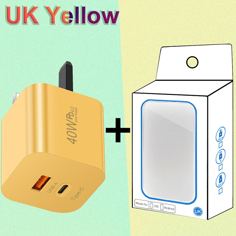 PD 40w Pikalaturi USB Type C Pikalataus Matkapuhelimen latauspää EU US UK Pistoke Huawei Xiaomi Iphone Samsung 2024 Uusi hinta ja tiedot | Puhelimen laturit | hobbyhall.fi