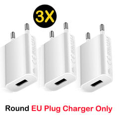 3kpl 5V 1A USB-laturi Matkaseinälatauspää Puhelinsovitin Kannettava EU-pistoke iPhone 13 12 xr xs 11 pro Max Samsung hinta ja tiedot | Puhelimen laturit | hobbyhall.fi