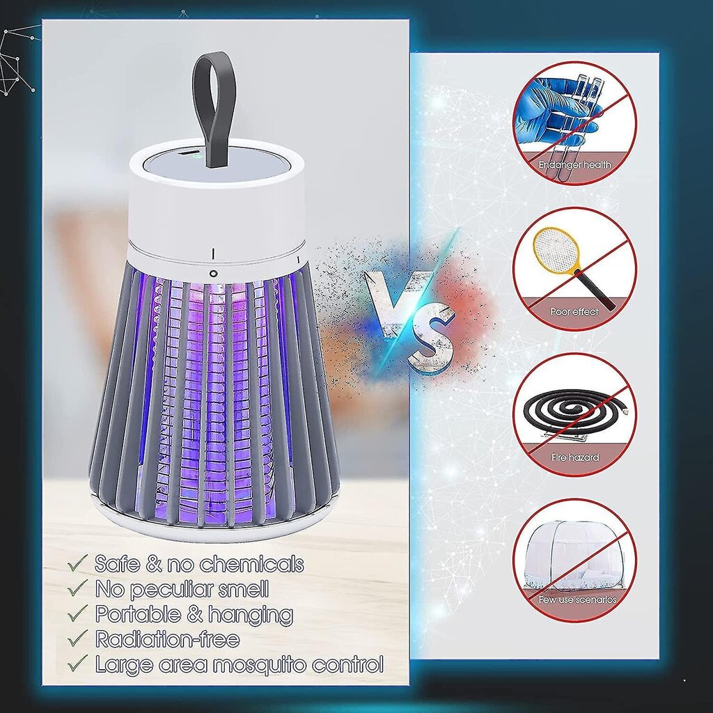 Bug zapper ladattava hyttysten ja kärpästen tappaja sisävalo ripustussilmukalla sähköinen tappolamppu kannettava usb led ansa hinta ja tiedot | Imetystuotteet | hobbyhall.fi