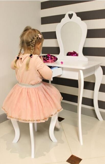 Lasten peilipöytä prinsessatuolilla, pinkki hinta ja tiedot | Peilipöydät | hobbyhall.fi