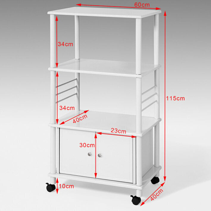 Keittiökaappi pyörillä SoBuy FRG12-W, valkoinen hinta ja tiedot | Keittiön kaapit | hobbyhall.fi