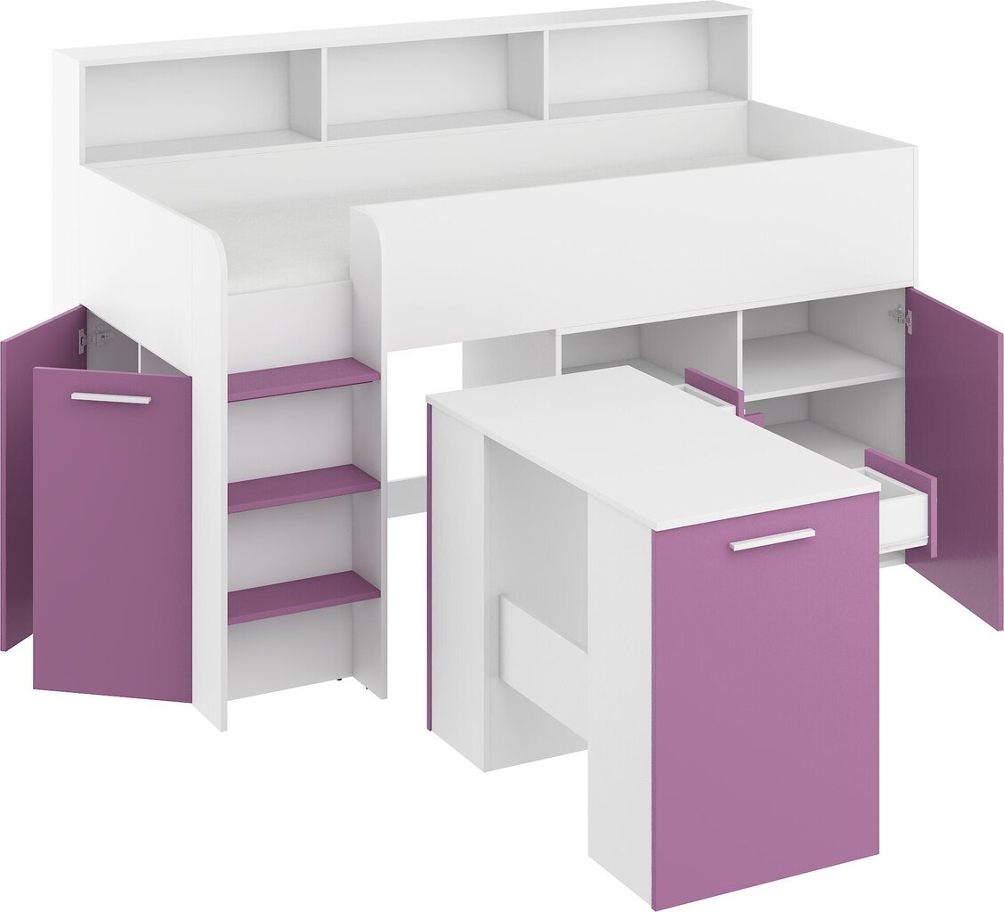 Sänky työpöydällä Neo L, valkoinen/violetti hinta ja tiedot | Lastensängyt | hobbyhall.fi