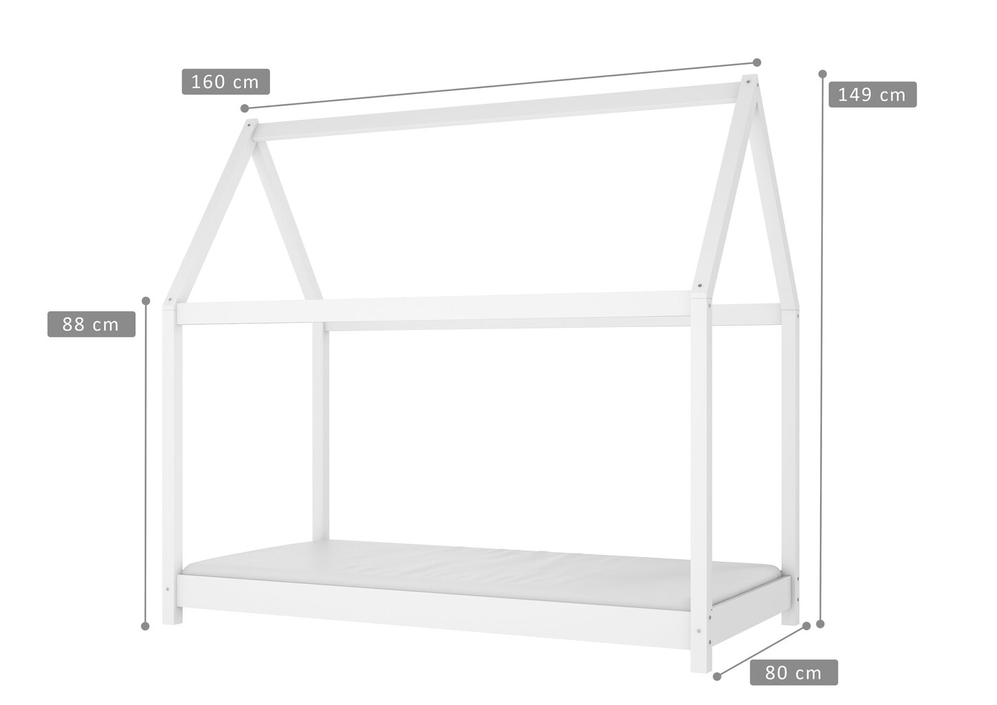 Sänky Cot , 80x160 cm, valkoinen hinta ja tiedot | Lastensängyt | hobbyhall.fi