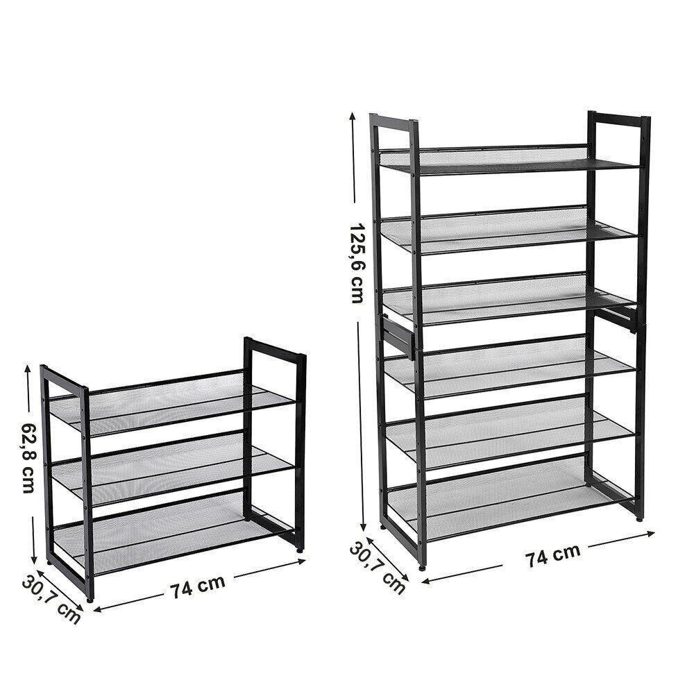 Kenkähylly 74x30,7x62,8 cm, musta hinta ja tiedot | Kenkäkaapit ja -hyllyt | hobbyhall.fi