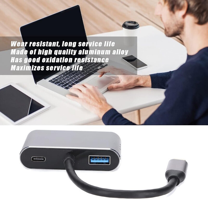 iLike HD5 4in1 Muunnin USB-C:stä Hdmi 4K 30Hz:iin / VGA-näyttöön / USB 3.0 / USB-C PD 100W (OEM) hinta ja tiedot | Adapterit | hobbyhall.fi