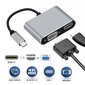 iLike HD4 2in1 Video Adapter - USB-C:sta Hdmi 4K 30Hz / VGA-näyttöön Muuntaja Hopea (OEM) hinta ja tiedot | Adapterit | hobbyhall.fi