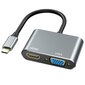 iLike HD4 2in1 Video Adapter - USB-C:sta Hdmi 4K 30Hz / VGA-näyttöön Muuntaja Hopea (OEM) hinta ja tiedot | Adapterit | hobbyhall.fi