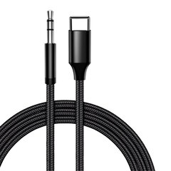 iLike AX2 Kestävä Punottu USB-C (Type-C) 3.5mm Stereo Audio Jack AUX-kaapeli 1m Hopea (OEM) hinta ja tiedot | Kaapelit ja adapterit | hobbyhall.fi