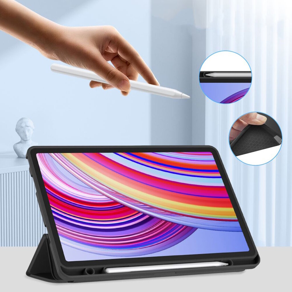 Connect Tri-Fold Stylus-kotelo Samsung Galaxy Tab A9 8.7'' X110 Wi-Fi / X115 LTE Musta hinta ja tiedot | Tablettien kotelot ja muut tarvikkeet | hobbyhall.fi