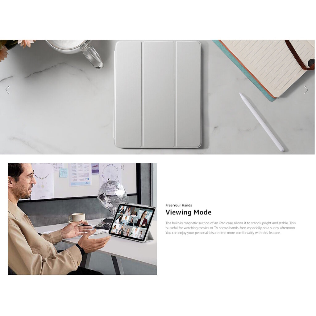 Connect Tri-Fold Stylus-teline Kotelo Samsung Galaxy Tab A9 Plus X210 Wi-Fi / X215 LTE / X216 5G Hopea hinta ja tiedot | Tablettien kotelot ja muut tarvikkeet | hobbyhall.fi