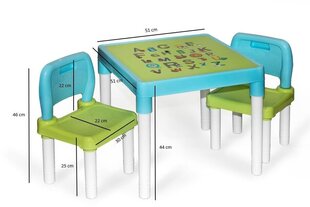 Lasten pöytä tuoleilla Alfa, vihreä/vaaleansininen hinta ja tiedot | Lasten pöydät ja tuolit | hobbyhall.fi