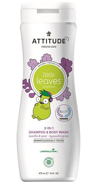 Attitude Little Leaves 2in1 Shampoo & Body Wash, Vanilla & Pear, shampoo ja suihkusaippua vauvoille ja pikkulapsille, 473ml hinta ja tiedot | Lasten ja äitiysajan kosmetiikka | hobbyhall.fi