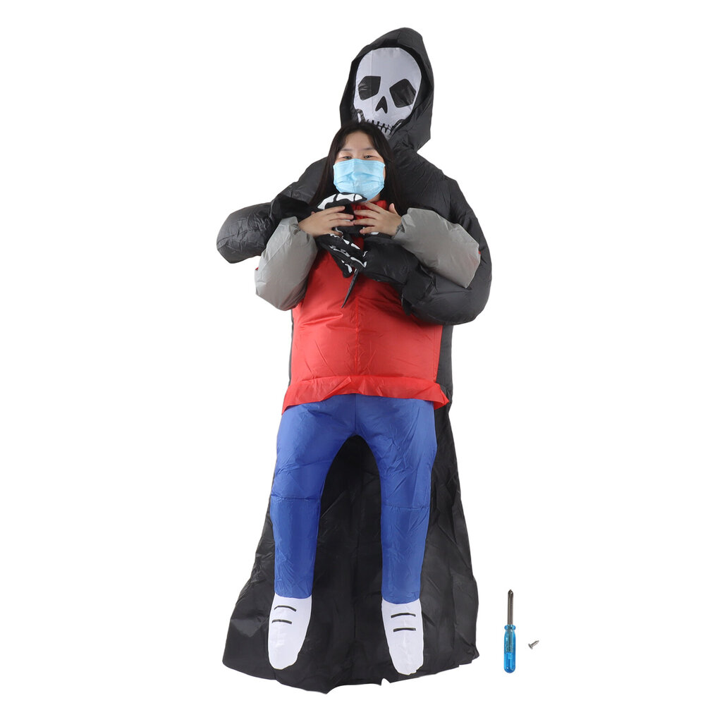 Musta Scary Ghost puhallettava puku aikuisten Halloween-juhliin Hauskat vedenpitävät cosplay-asun rekvisiitta hinta ja tiedot | Naamiaisasut | hobbyhall.fi