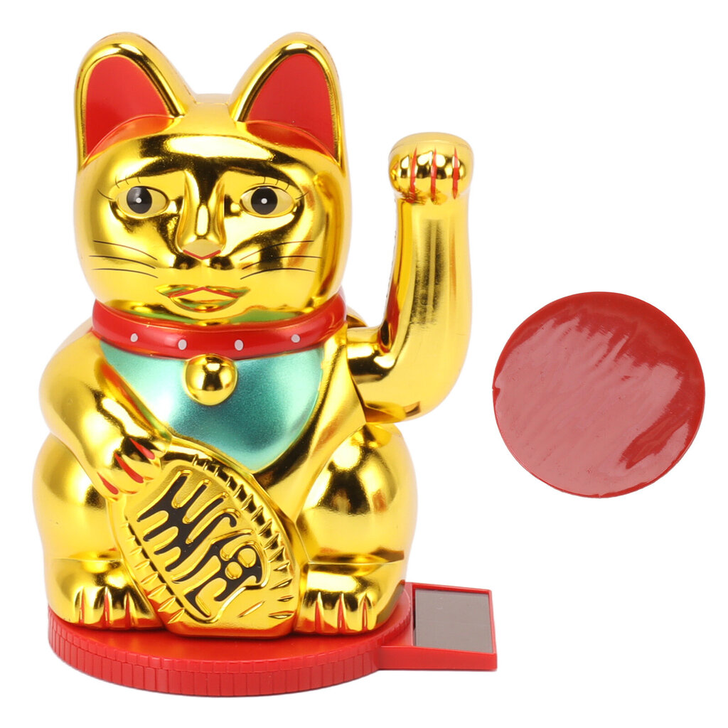 Käden heiluttava Fortune Cat 4 tuuman muovinen aurinkovoimalla toimiva valoinduktio Lucky Cat -koristelu pyörivällä alustalla Home Hotel Goldille hinta ja tiedot | Pöytävalaisimet | hobbyhall.fi