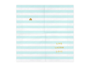 Paperiset lautasliinat Namia Live Laugh Love, sininen, 33x33 cm, 1 laatikko/12 kpl (1 pakkaus/20 kpl) hinta ja tiedot | Tarjoiluastiat ja aterimet juhliin | hobbyhall.fi