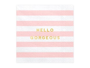 Paperiset lautasliinat Namia Hello Gorgeous, vaaleanpunainen, 33x33 cm, 1 laatikko/12 kpl (1 kpl/20 kpl) hinta ja tiedot | Tarjoiluastiat ja aterimet juhliin | hobbyhall.fi