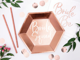 Paperiset kertakäyttölautaset Bride Squad Rose Gold 23 cm (1 laatikko / 25 kpl) (1 pakkaus / 6 kpl) hinta ja tiedot | Tarjoiluastiat ja aterimet juhliin | hobbyhall.fi