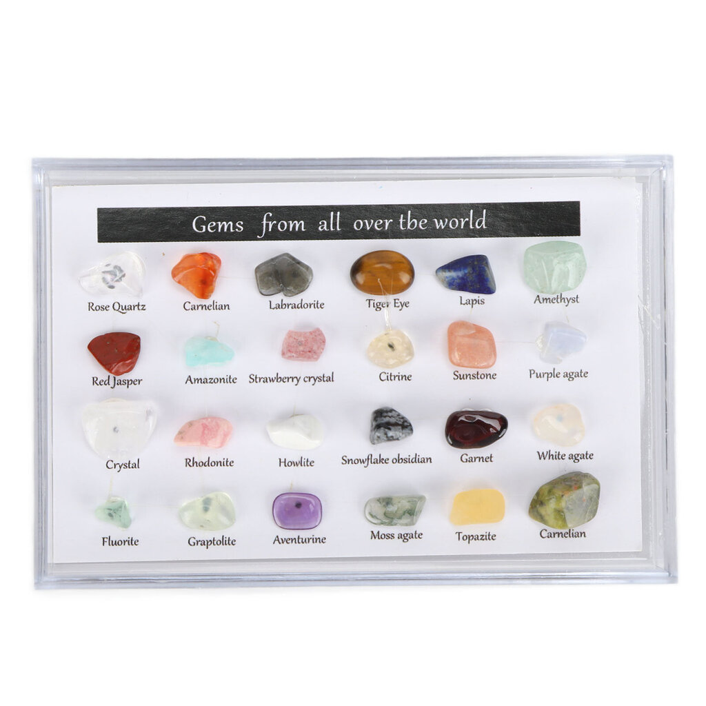 24 erilaista Crystal Jalokiviä Chakra Stone Healing Crystal Stone Kit ja laatikko keräilijälle hinta ja tiedot | Timanttimaalaukset | hobbyhall.fi