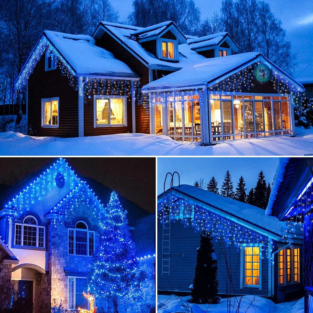 300 LED Outdoor Icicles salamatoiminnolla BlitzTop, sininen hinta ja tiedot | Jouluvalot | hobbyhall.fi