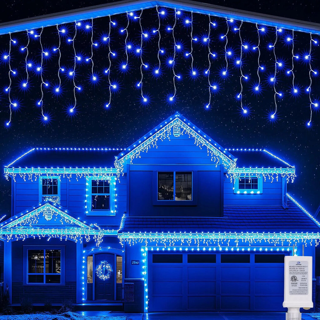 300 LED Outdoor Icicles salamatoiminnolla BlitzTop, sininen hinta ja tiedot | Jouluvalot | hobbyhall.fi