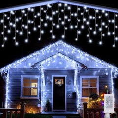 300 LED Outdoor Icicles salamatoiminnolla BlitzTop, kylmä valkoinen hinta ja tiedot | Jouluvalot | hobbyhall.fi