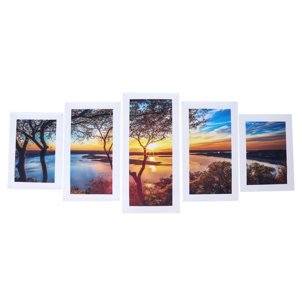 5 kpl Wall Art Painting Innovatiivinen Lake Sunset Maisemamaalaus Sisustus hinta ja tiedot | Taulut | hobbyhall.fi