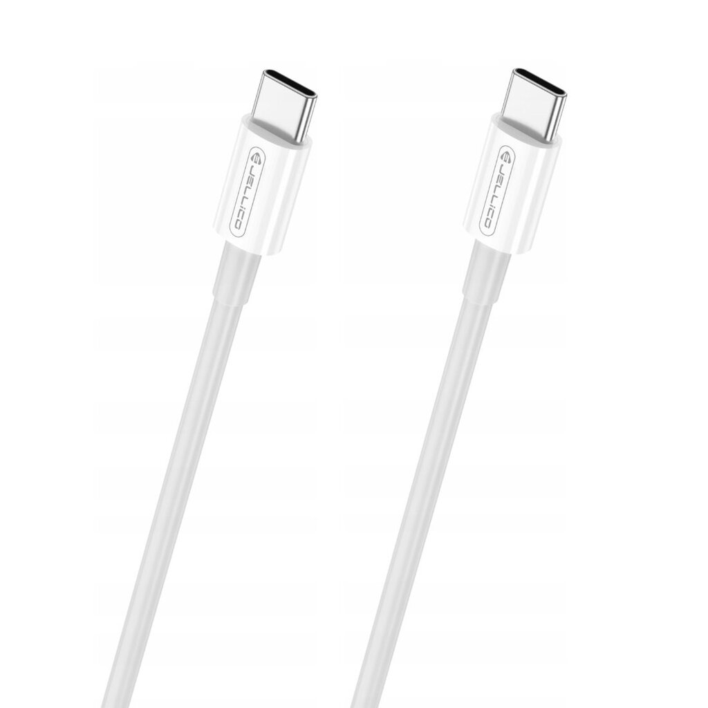 Jellico B1 Kestävä-Pehmeä Universaali USB-C to USB-C Tietoja & Nopean PD 60W Latausjohto 1m Valkoinen hinta ja tiedot | Puhelinkaapelit | hobbyhall.fi