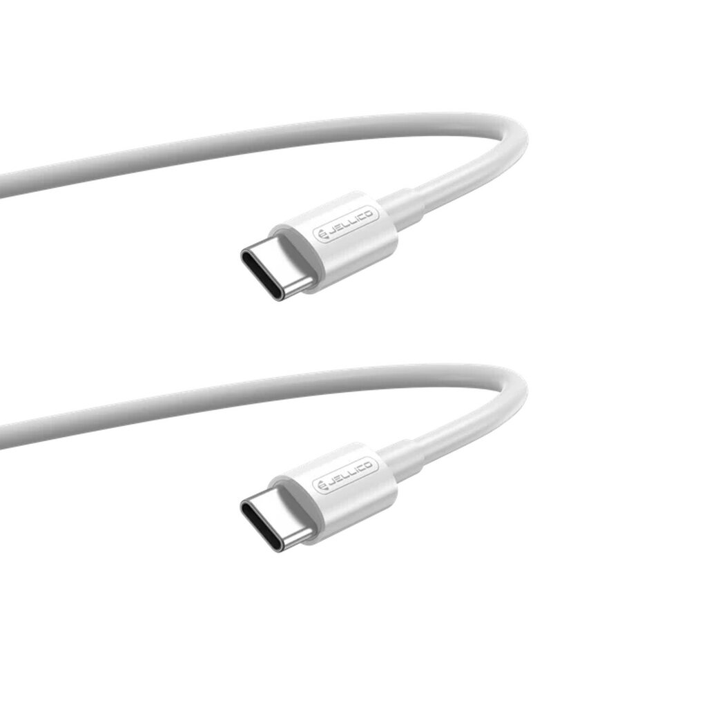 Jellico B1 Kestävä-Pehmeä Universaali USB-C to USB-C Tietoja & Nopean PD 60W Latausjohto 1m Valkoinen hinta ja tiedot | Puhelinkaapelit | hobbyhall.fi