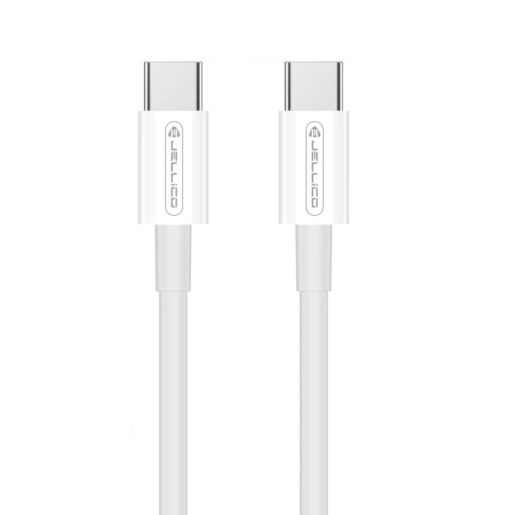 Jellico B1 Kestävä-Pehmeä Universaali USB-C to USB-C Tietoja & Nopean PD 60W Latausjohto 1m Valkoinen hinta ja tiedot | Puhelinkaapelit | hobbyhall.fi