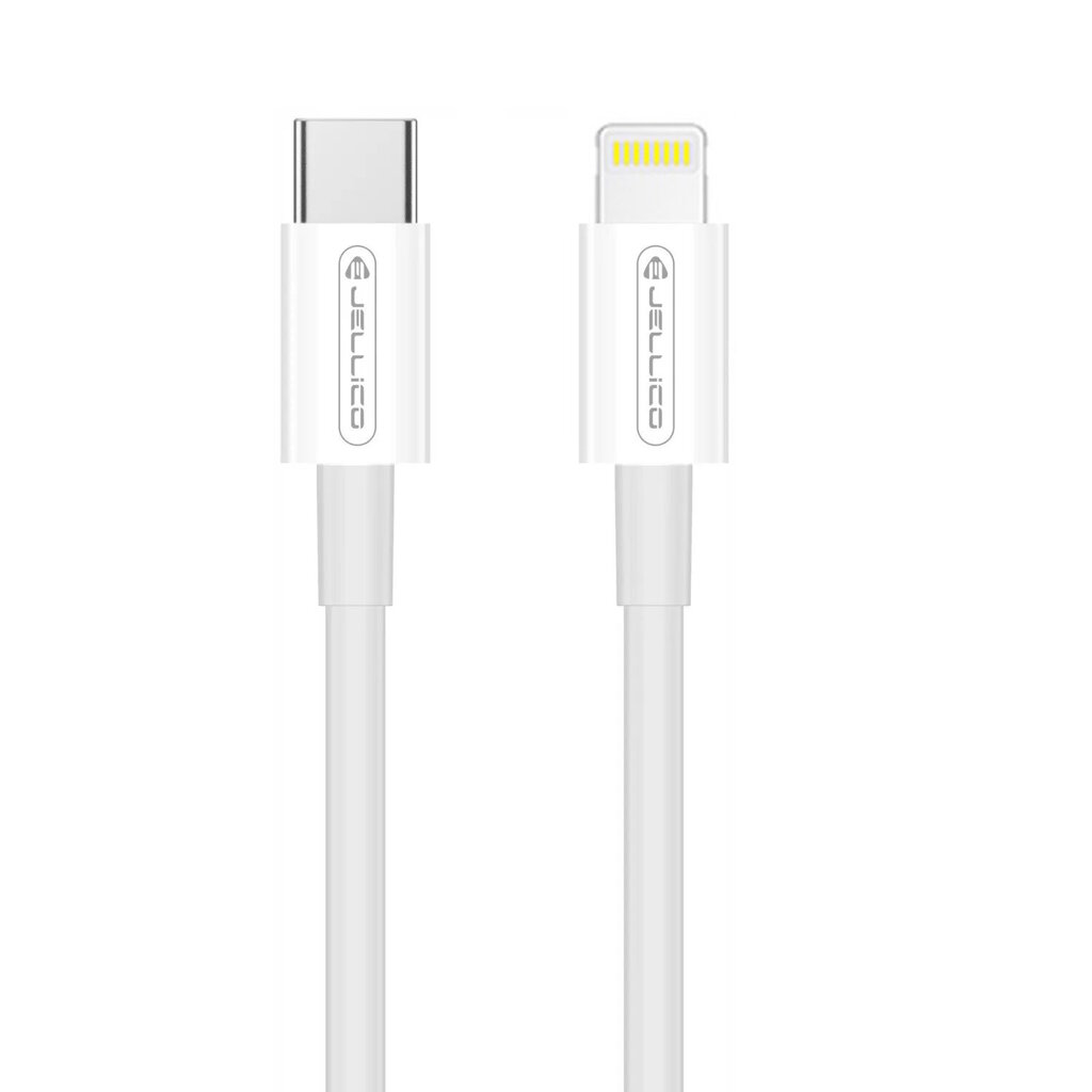 Jellico B1 Kestävä-Pehmeä iPhone & iPad USB-C to Lightning Datakaapeli & Fast PD 20W Latausjohto 1m Valkoinen hinta ja tiedot | Puhelinkaapelit | hobbyhall.fi