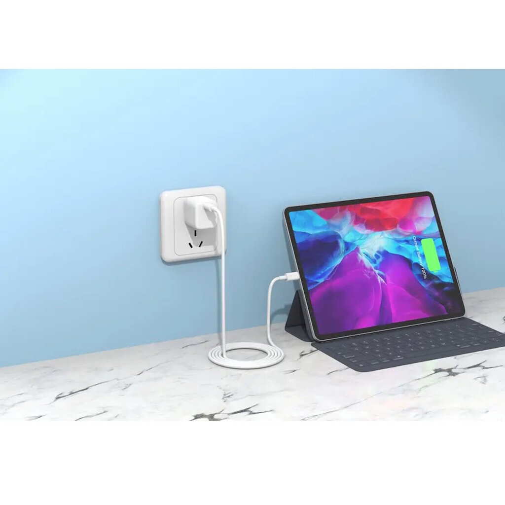 Jellico B1 Kestävä-Pehmeä iPhone & iPad USB-C to Lightning Datakaapeli & Fast PD 20W Latausjohto 1m Valkoinen hinta ja tiedot | Puhelinkaapelit | hobbyhall.fi