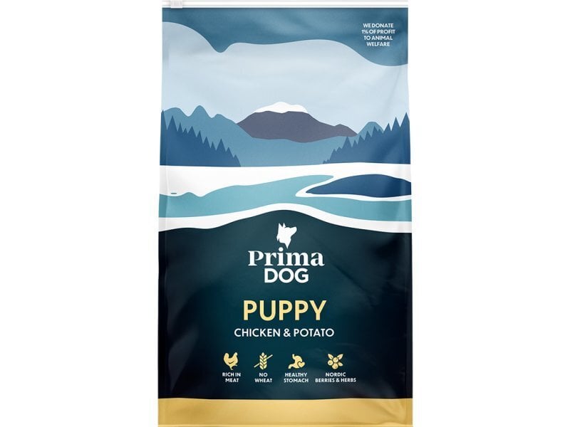 PrimaDog kana-peruna pennuille 3kg hinta ja tiedot | Koiran kuivaruoka | hobbyhall.fi