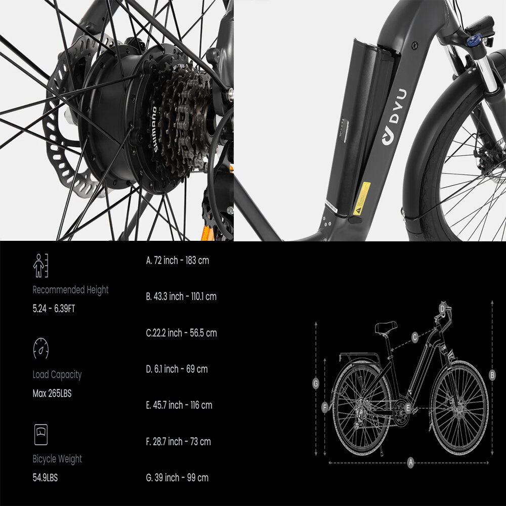 Sähköpyörä Dyu C1 26'', harmaa hinta ja tiedot | Sähköpyörät | hobbyhall.fi