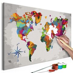DIY kangas maalaus - World Map (Compass Rose) 60x40 hinta ja tiedot | Maalaa numeroiden mukaan | hobbyhall.fi