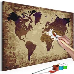 DIY kangas maalaus - World Map (Brown Colours) hinta ja tiedot | Maalaa numeroiden mukaan | hobbyhall.fi