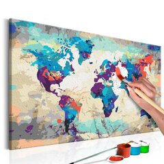 DIY kangas maalaus - World Map (Blue & Red) hinta ja tiedot | Maalaa numeroiden mukaan | hobbyhall.fi