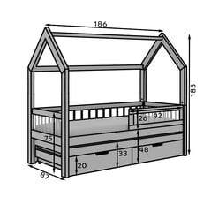 Lasten sänky ADRK Furniture Artes II, 80x180 cm, valkoinen hinta ja tiedot | Lastensängyt | hobbyhall.fi