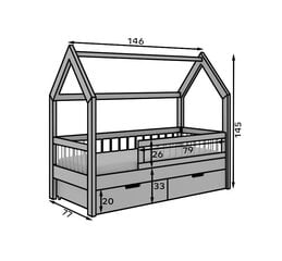 Lasten sänky ADRK Furniture Galicja, 70x140 cm, hiekanvärinen hinta ja tiedot | Lastensängyt | hobbyhall.fi