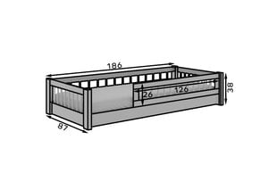 Lasten sänky ADRK Furniture Dori, 80x180 cm, valkoinen hinta ja tiedot | Lastensängyt | hobbyhall.fi