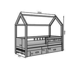 Lasten sänky ADRK Furniture Jaspis, 90x200 cm, valkoinen/ruskea hinta ja tiedot | Lastensängyt | hobbyhall.fi