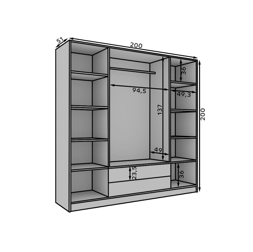 Vaatekaappi ADRK Furniture Neri 200, ruskea/hiekanvärinen hinta ja tiedot | Kaapit | hobbyhall.fi